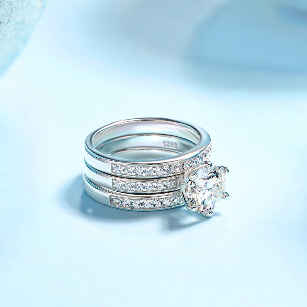 Surge 2 Carat Moissanite Halo Ring in Sterling Silver