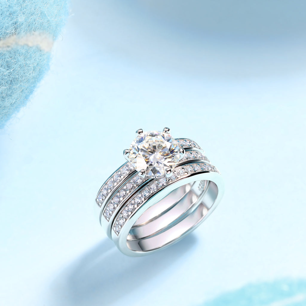 Surge 2 Carat Moissanite Halo Ring in Sterling Silver