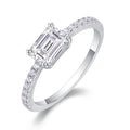 Metropolis Emerald-Cut Moissanite Solitaire Ring in Sterling Silver