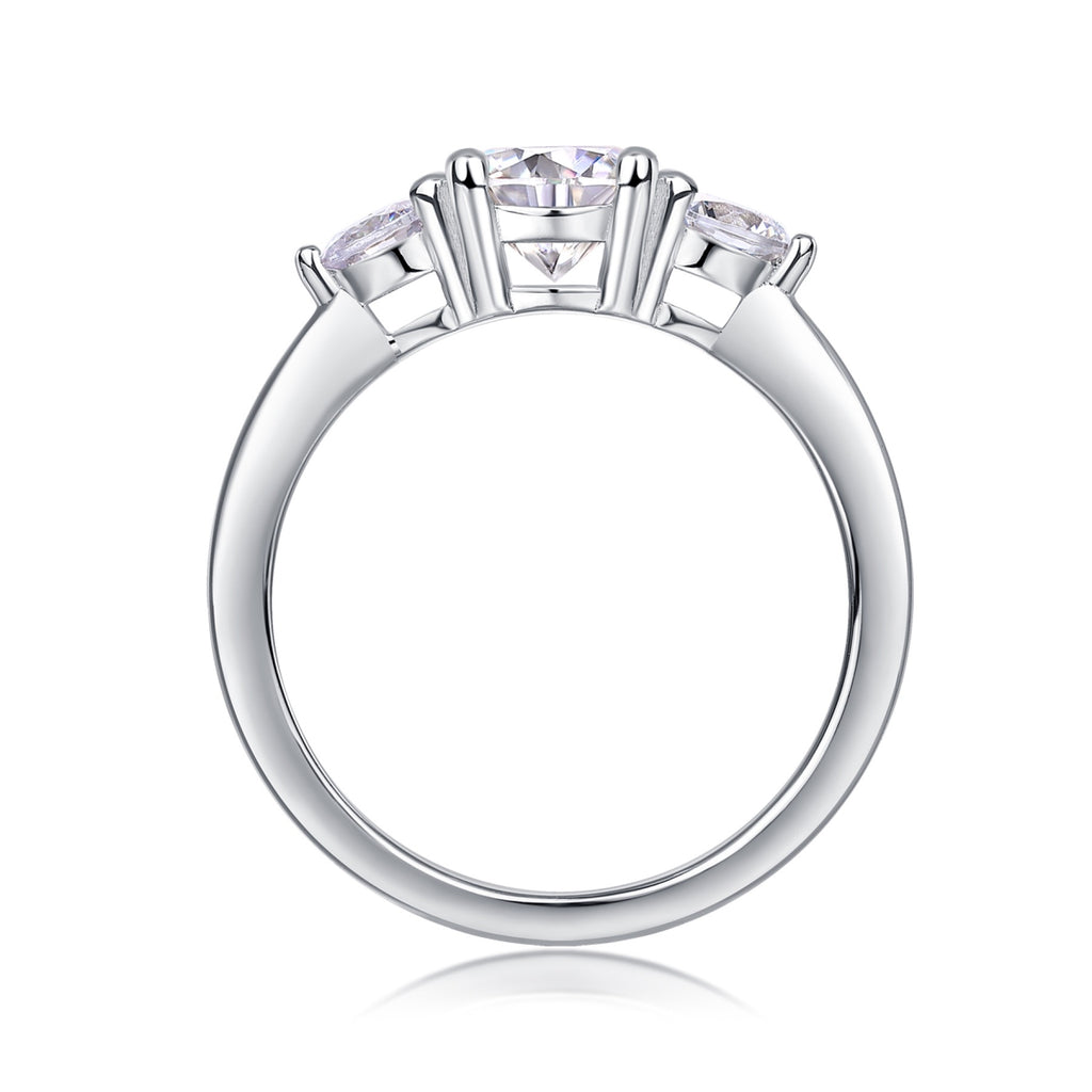 Prelude Moissanite Three-Stone Ring in Sterling Silver