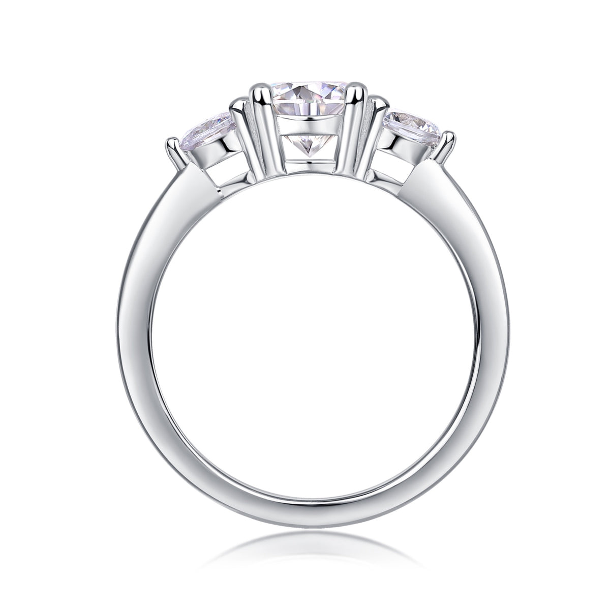Prelude Moissanite Three-Stone Ring in Sterling Silver