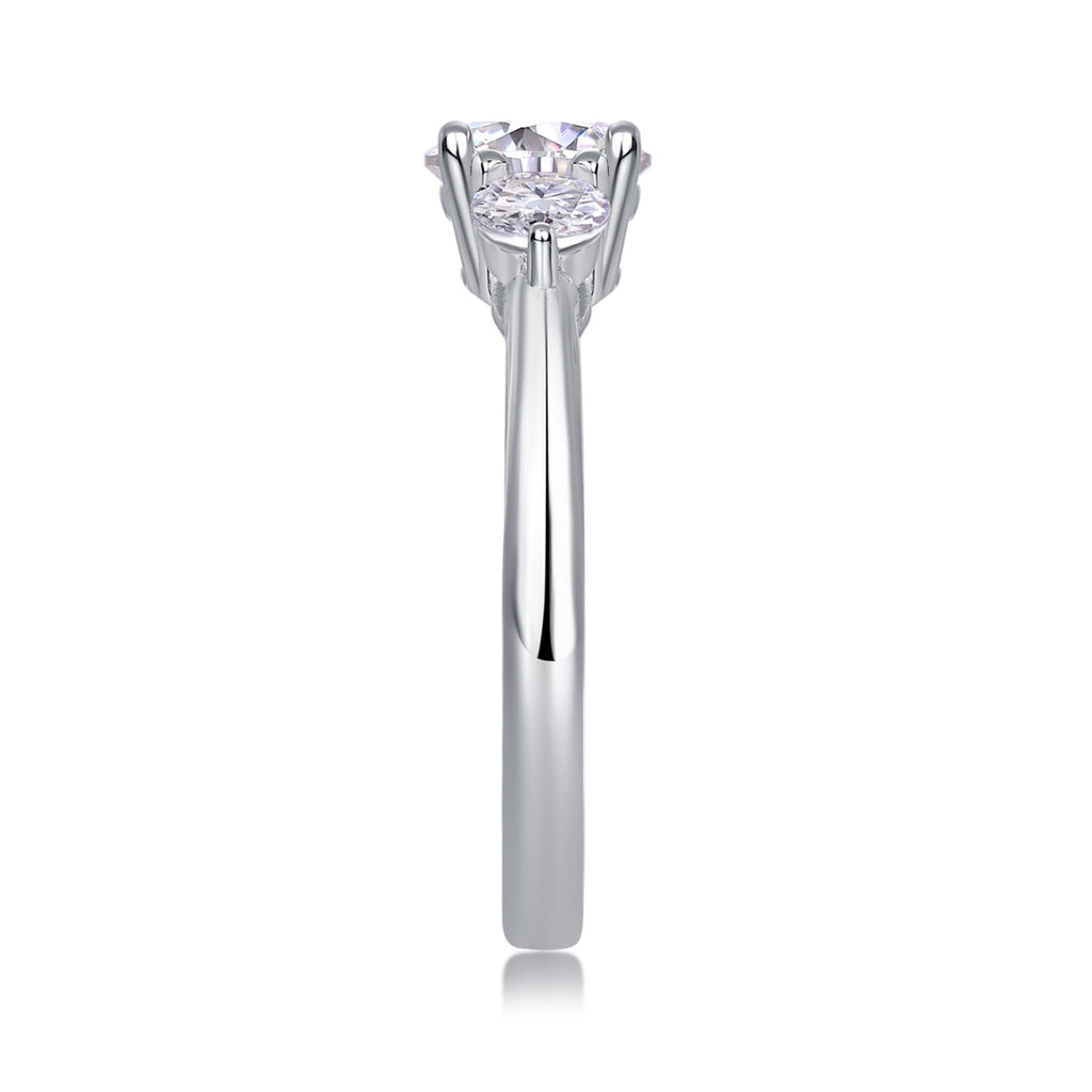 Prelude Moissanite Three-Stone Ring in Sterling Silver