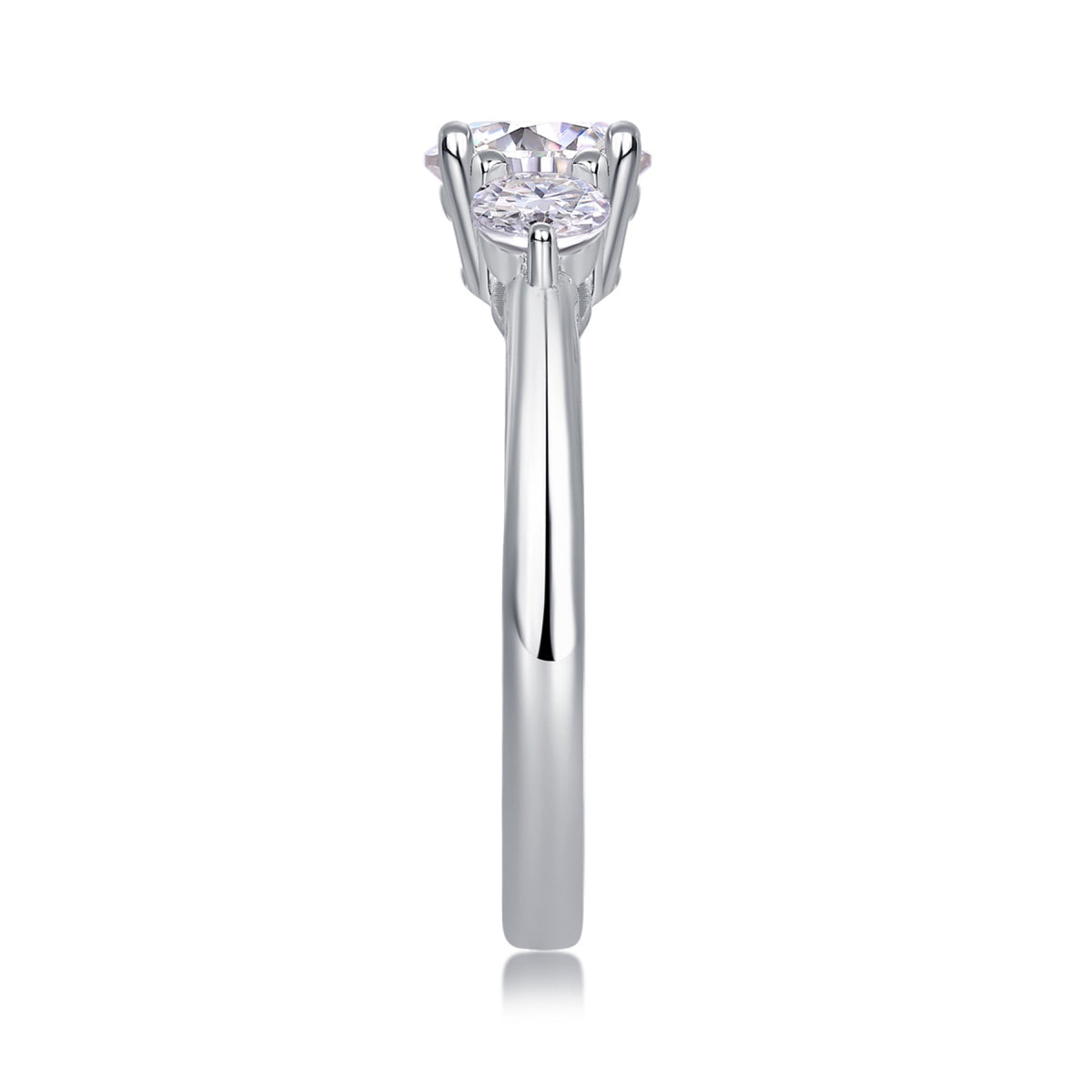 Prelude Moissanite Three-Stone Ring in Sterling Silver