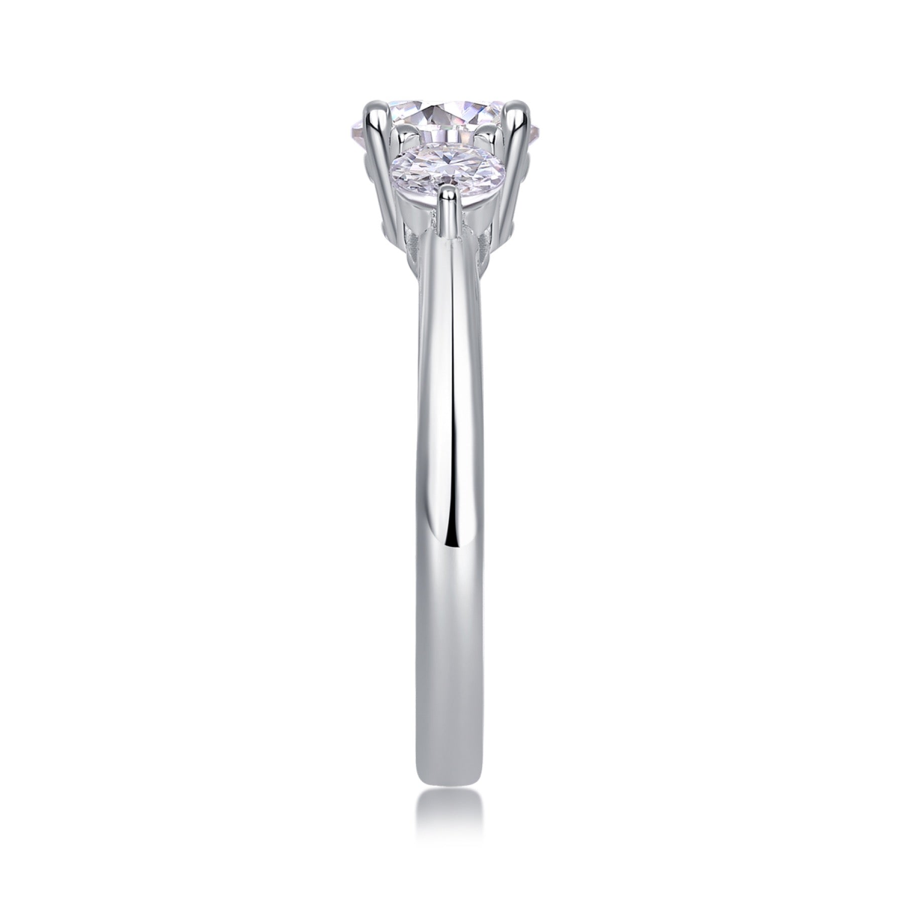 Prelude Moissanite Three-Stone Ring in Sterling Silver