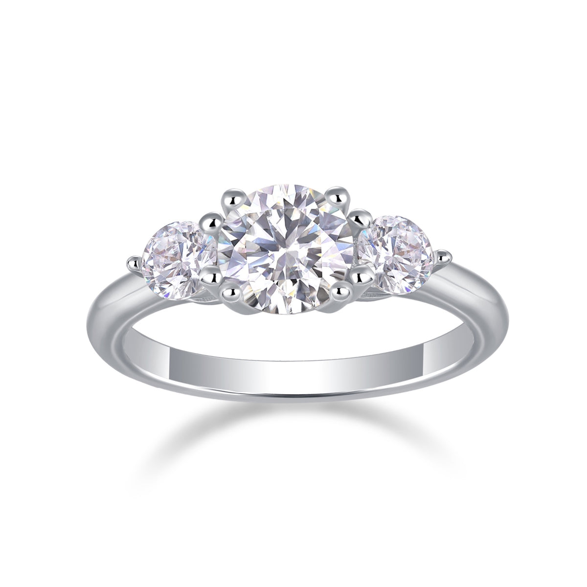Prelude Moissanite Three-Stone Ring in Sterling Silver