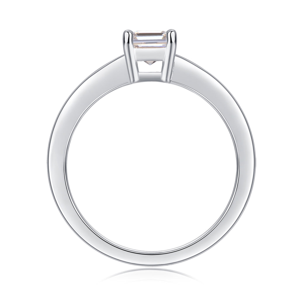 Composure Emerald-Cut Moissanite Solitaire Ring in Sterling Silver