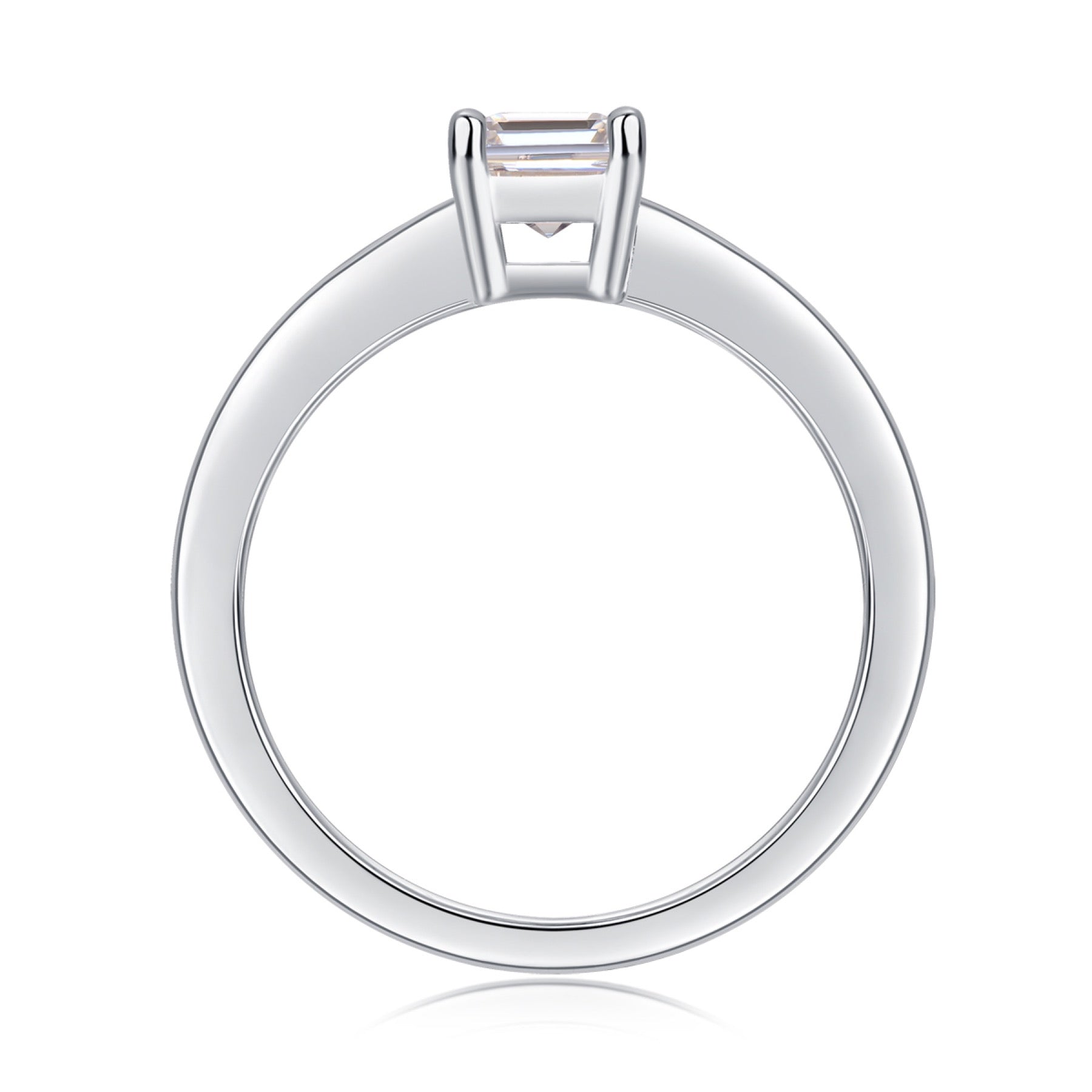 Composure Emerald-Cut Moissanite Solitaire Ring in Sterling Silver