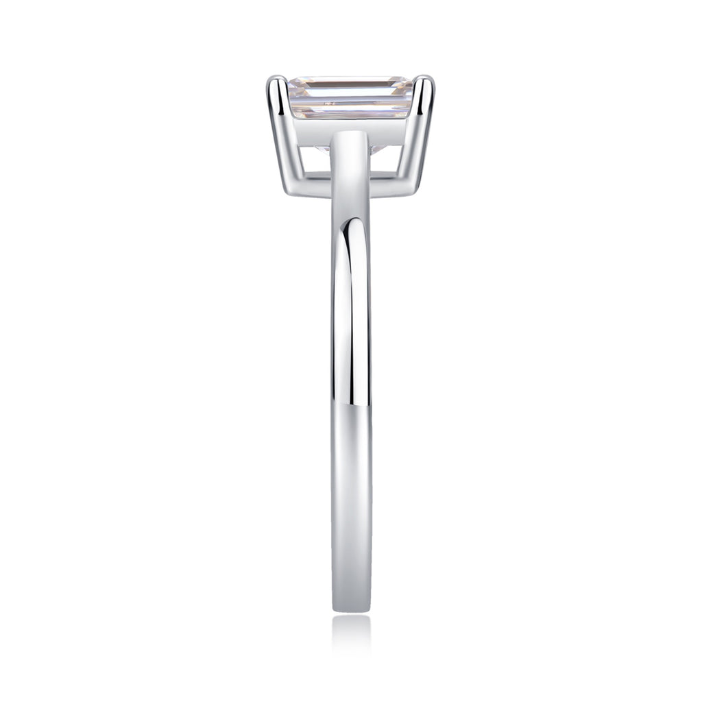 Composure Emerald-Cut Moissanite Solitaire Ring in Sterling Silver