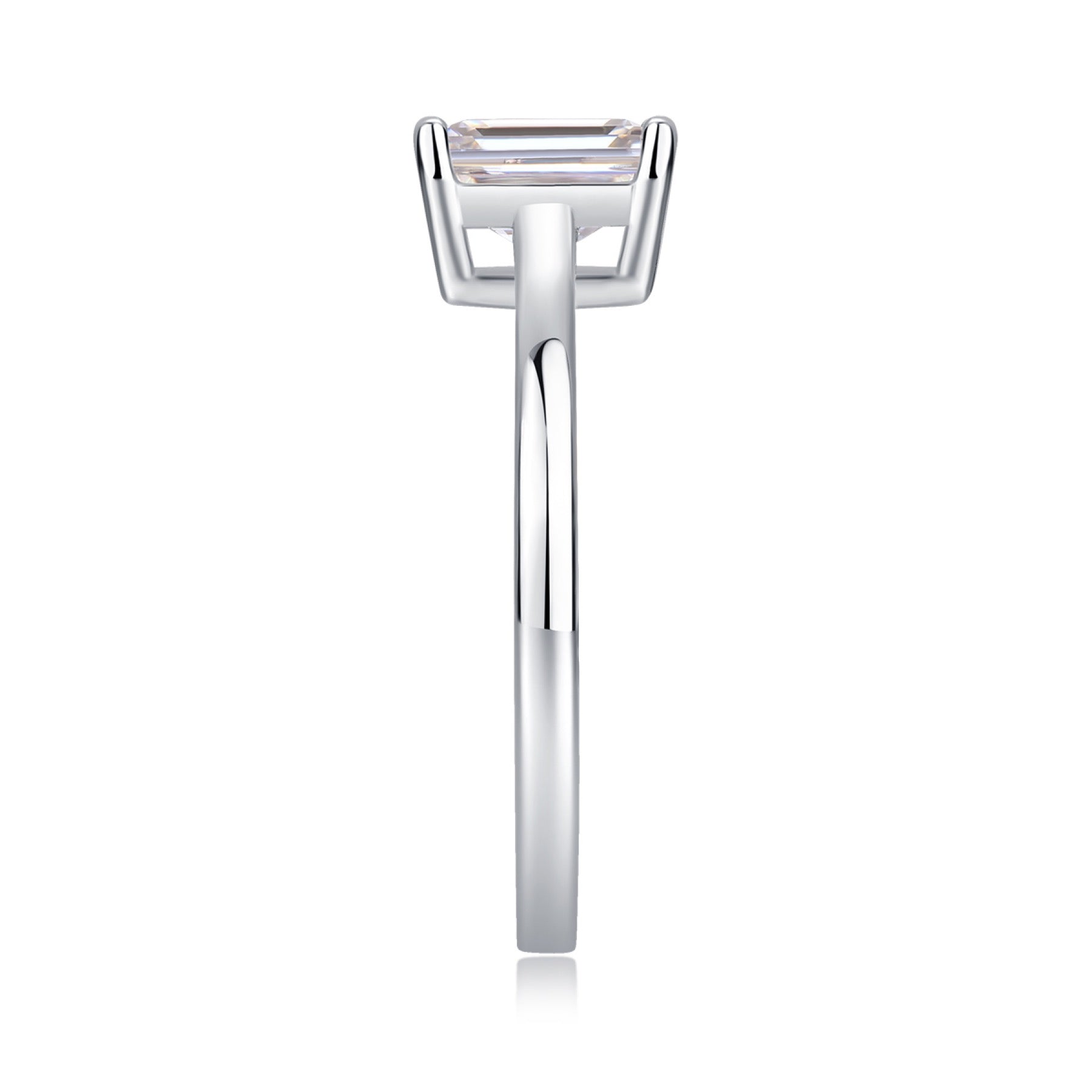 Composure Emerald-Cut Moissanite Solitaire Ring in Sterling Silver