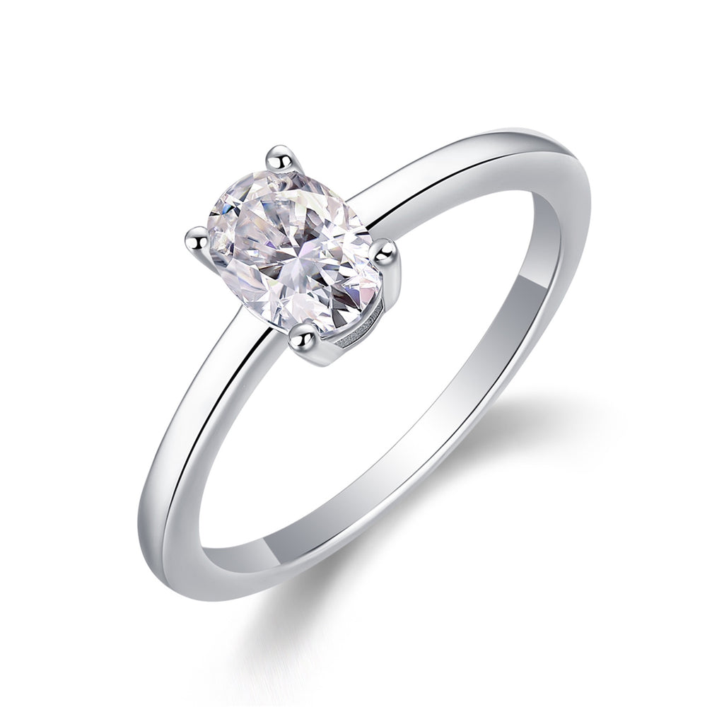 Constant Oval-Cut Moissanite Solitaire Ring in Sterling Silver