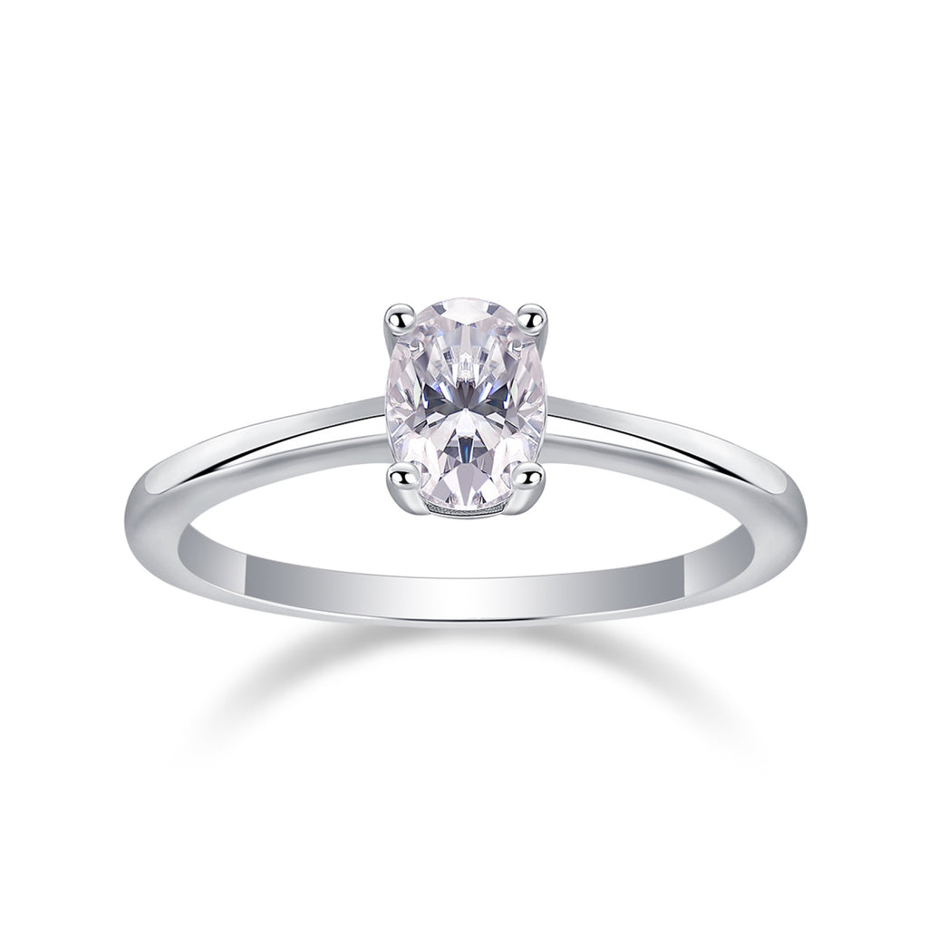 Constant Oval-Cut Moissanite Solitaire Ring in Sterling Silver