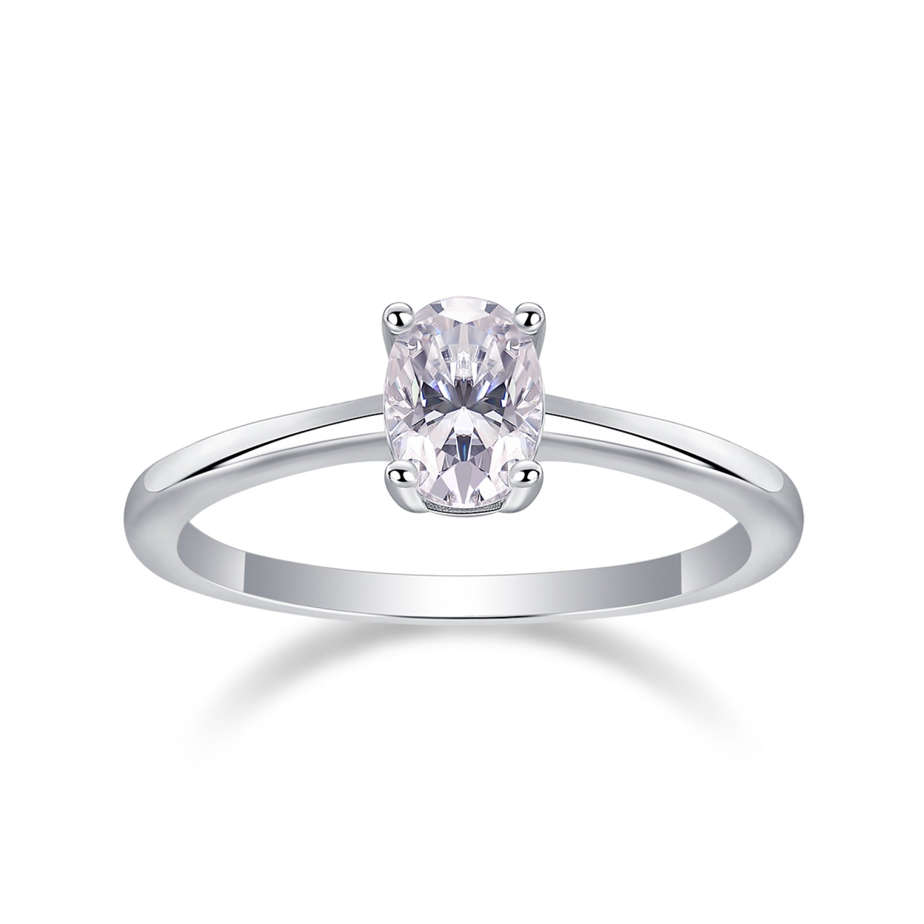 Constant Oval-Cut Moissanite Solitaire Ring in Sterling Silver