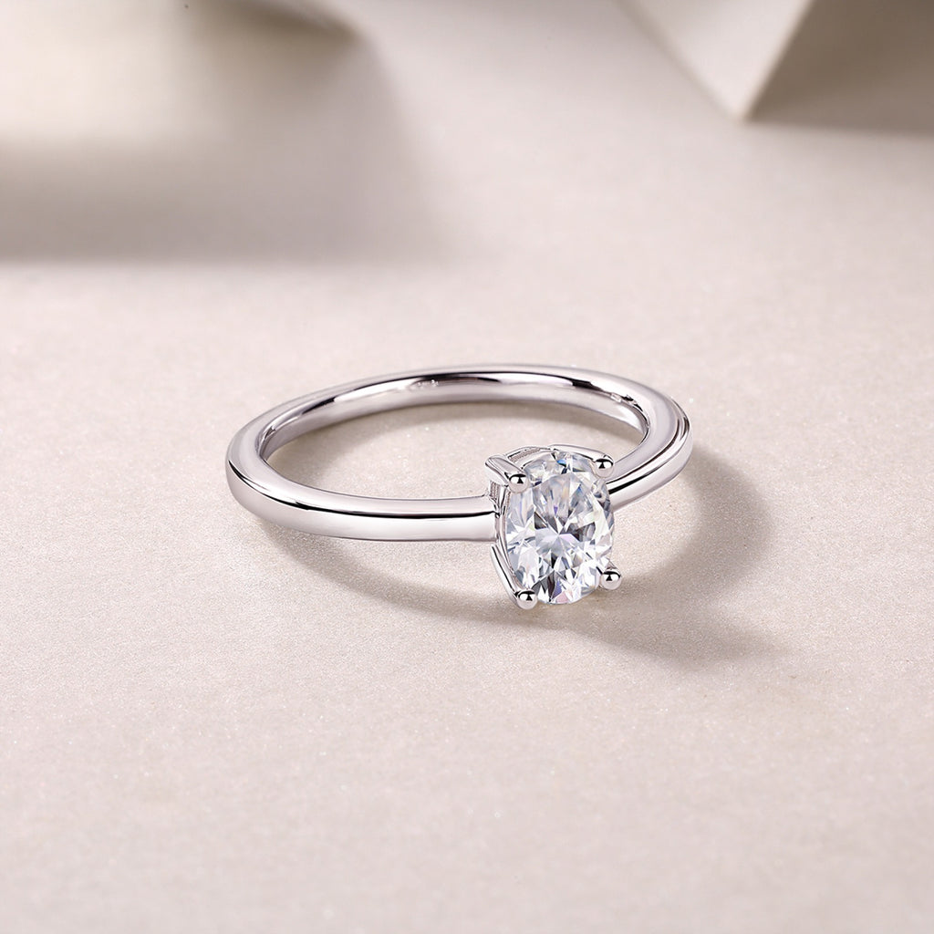 Constant Oval-Cut Moissanite Solitaire Ring in Sterling Silver