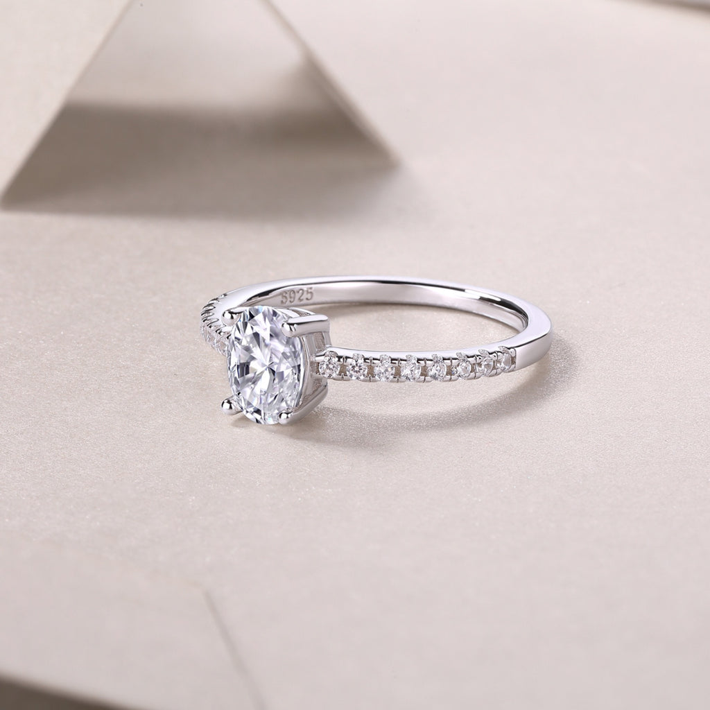 Delight Moissanite Solitaire Ring in Sterling Silver