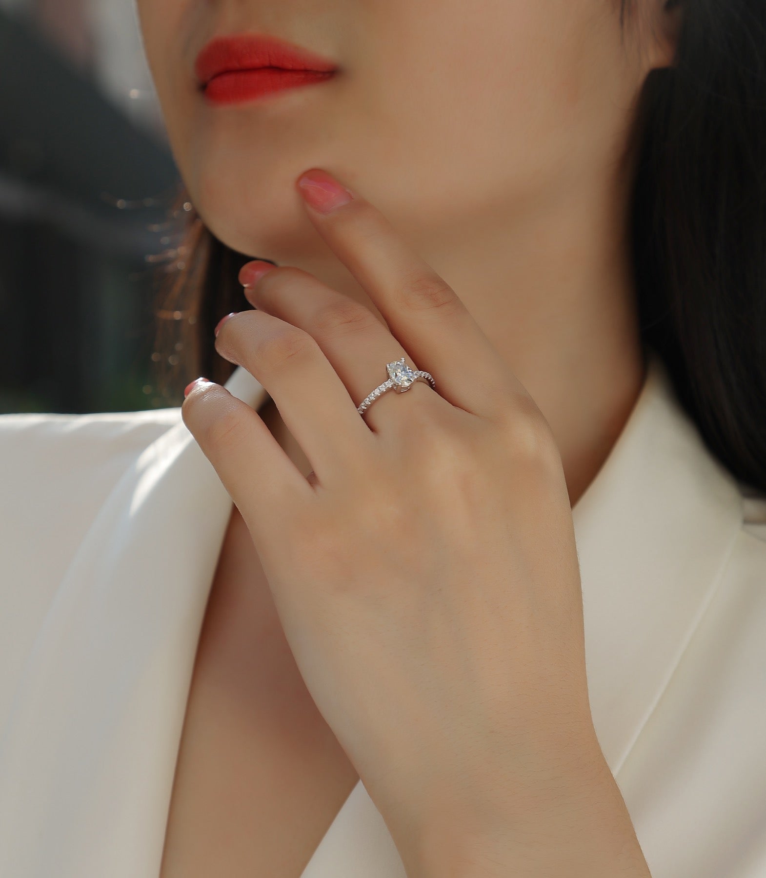 Delight Moissanite Solitaire Ring in Sterling Silver