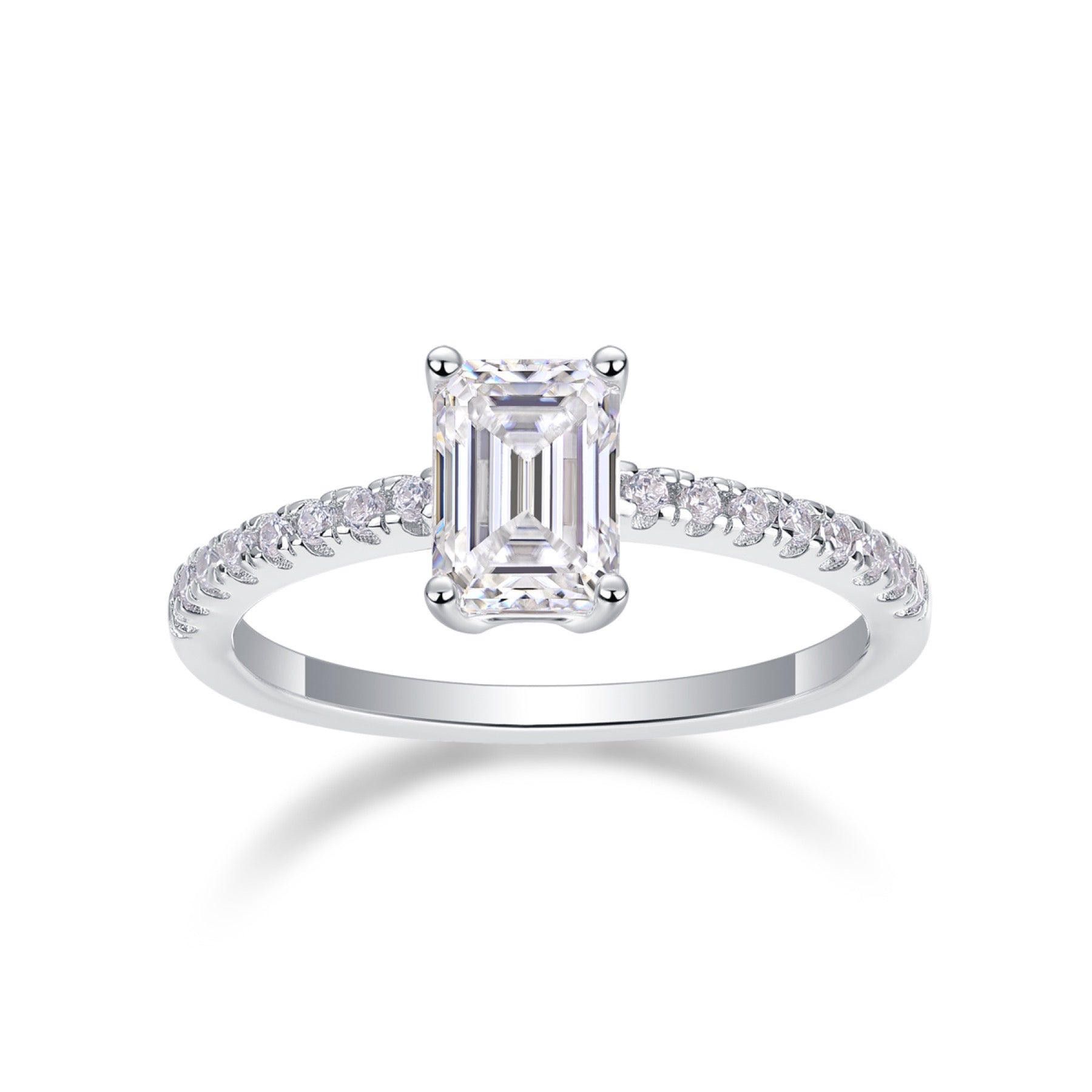 Serendipity Emerald-Cut Moissanite Solitaire Ring in Sterling Silver