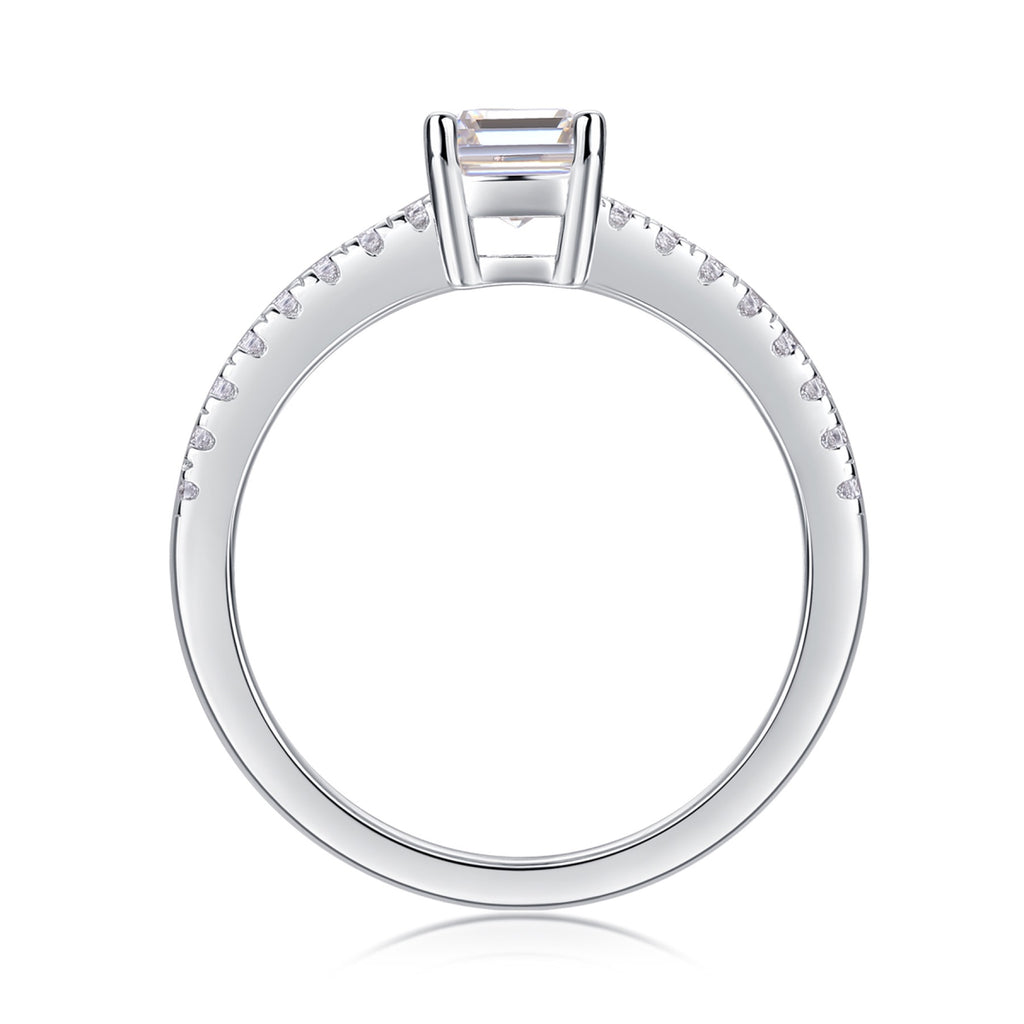 Serendipity Emerald-Cut Moissanite Solitaire Ring in Sterling Silver