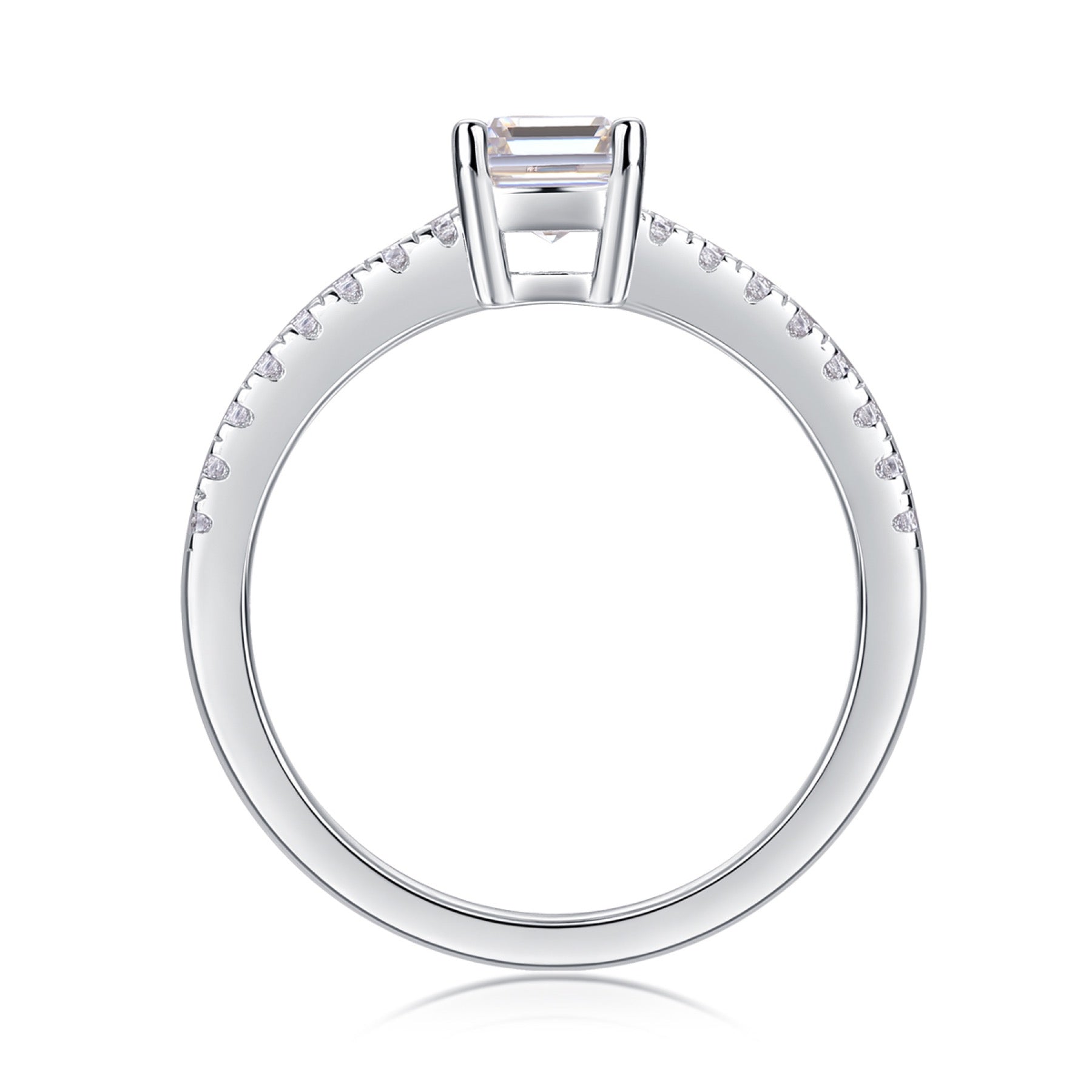 Serendipity Emerald-Cut Moissanite Solitaire Ring in Sterling Silver