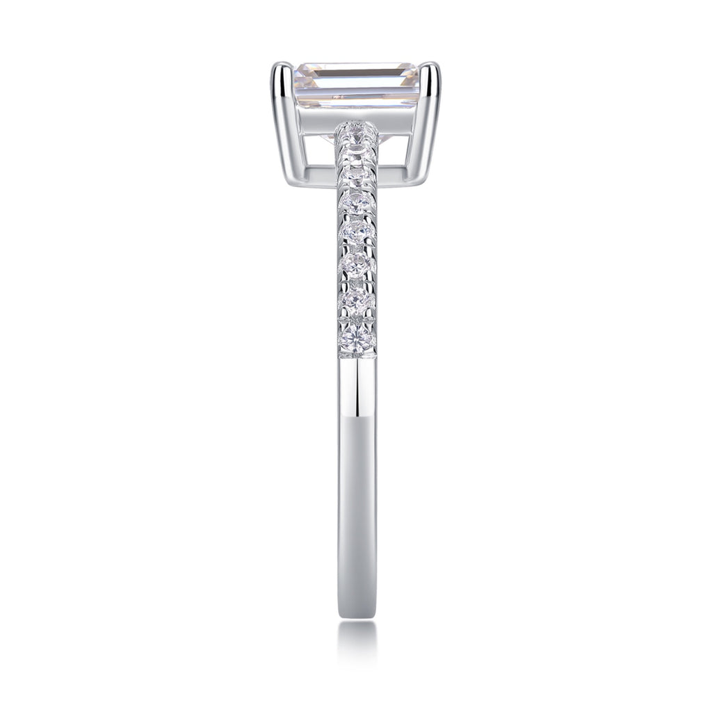 Serendipity Emerald-Cut Moissanite Solitaire Ring in Sterling Silver