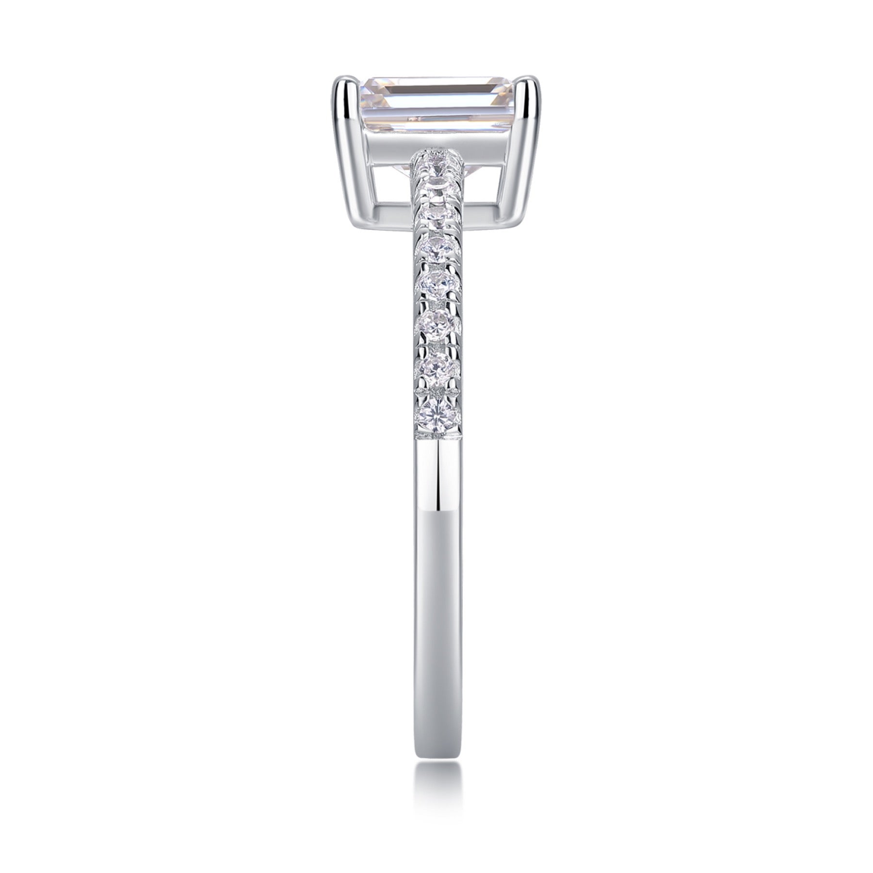 Serendipity Emerald-Cut Moissanite Solitaire Ring in Sterling Silver
