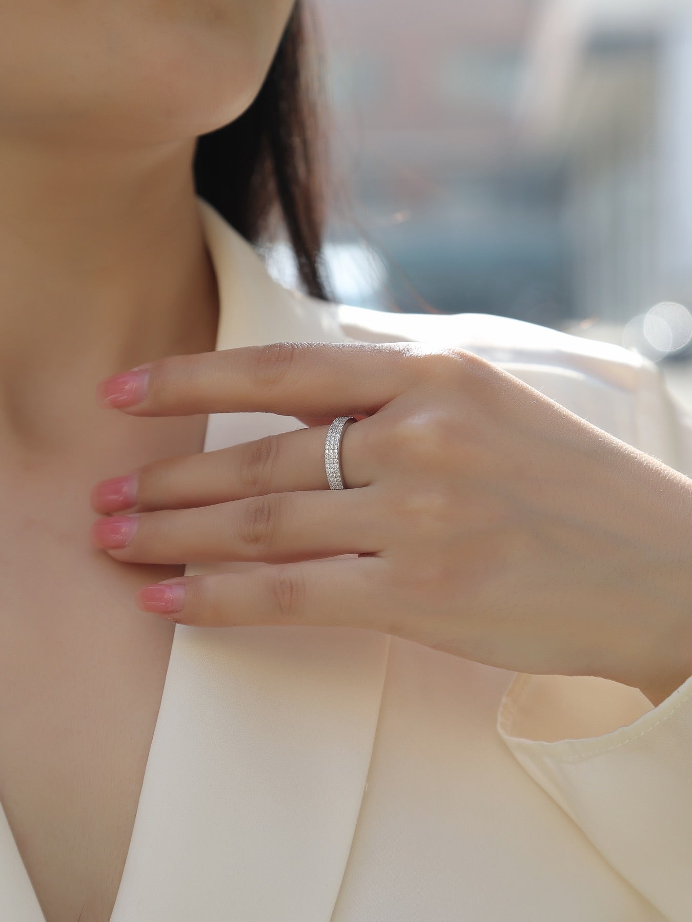 Alato Moissanite Band Ring in Sterling Silver