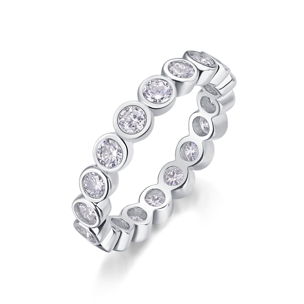 Emergence Moissanite Eternity Band Ring in Sterling Silver
