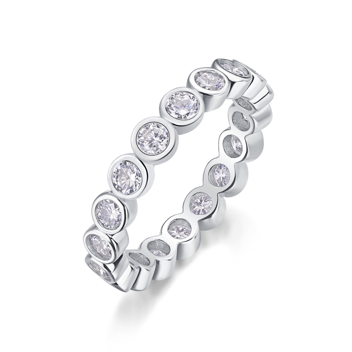 Emergence Moissanite Eternity Band Ring in Sterling Silver