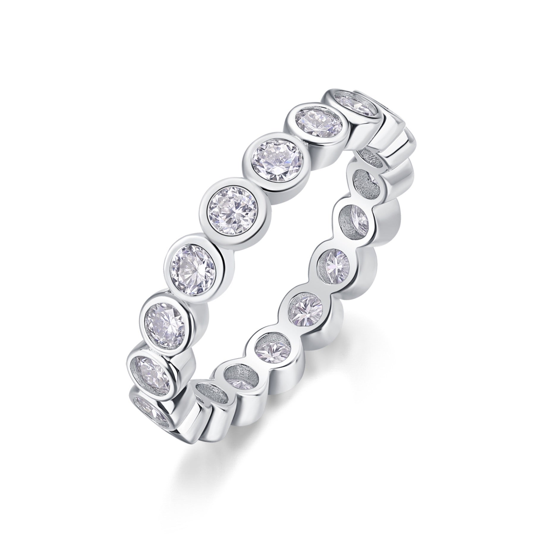 Emergence Moissanite Eternity Band Ring in Sterling Silver