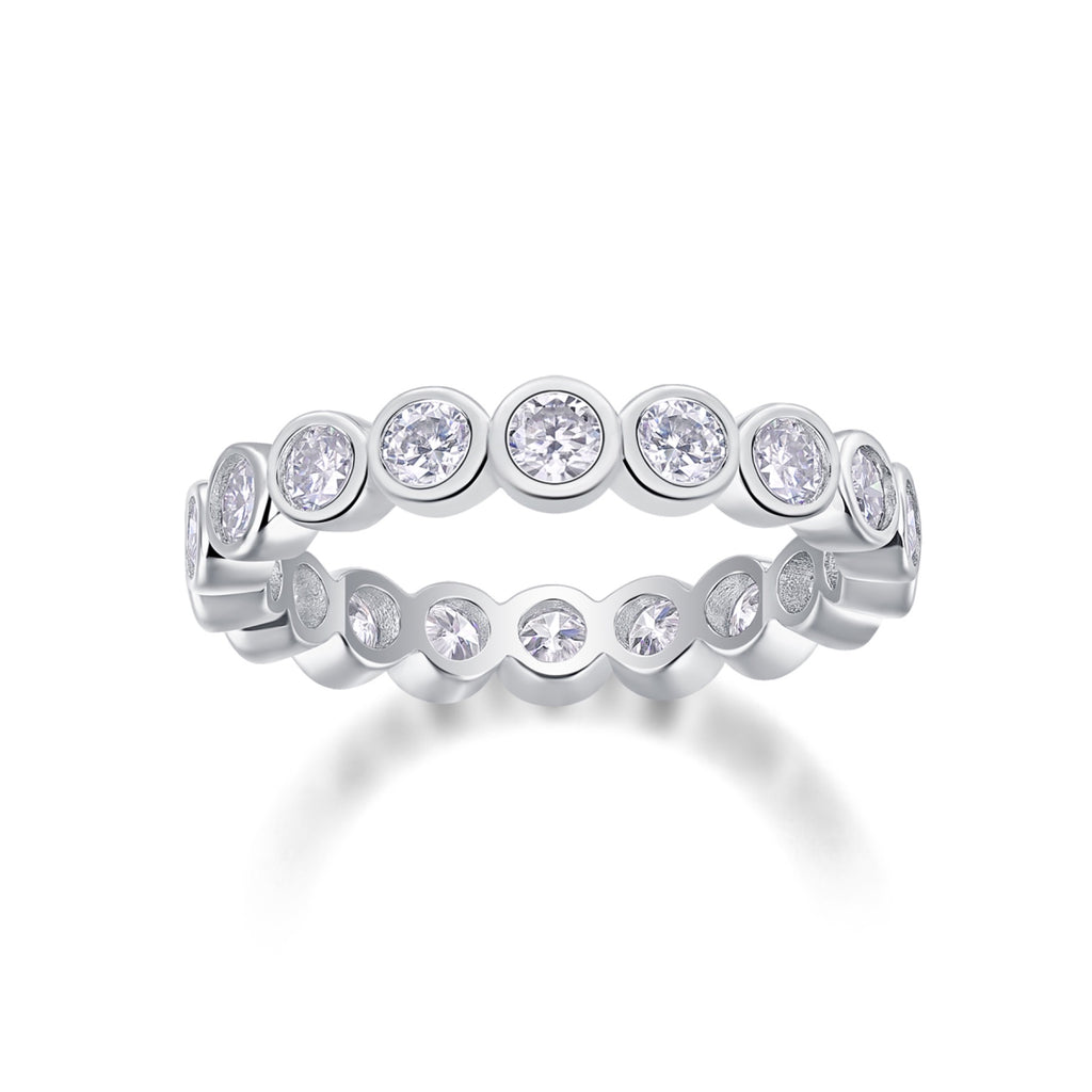 Emergence Moissanite Eternity Band Ring in Sterling Silver