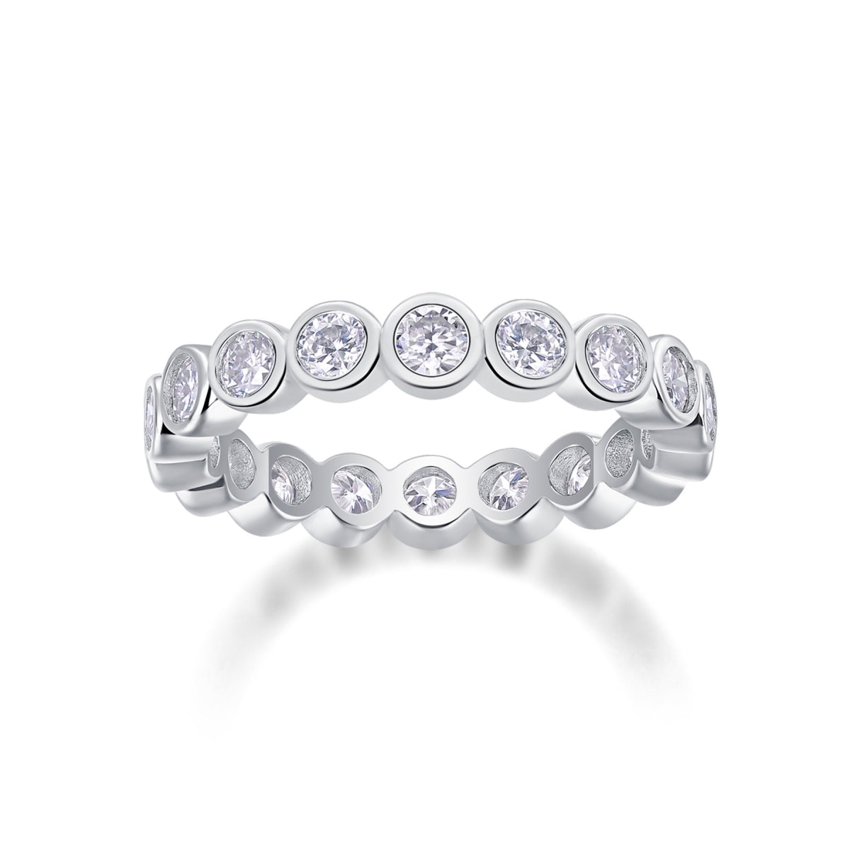 Emergence Moissanite Eternity Band Ring in Sterling Silver