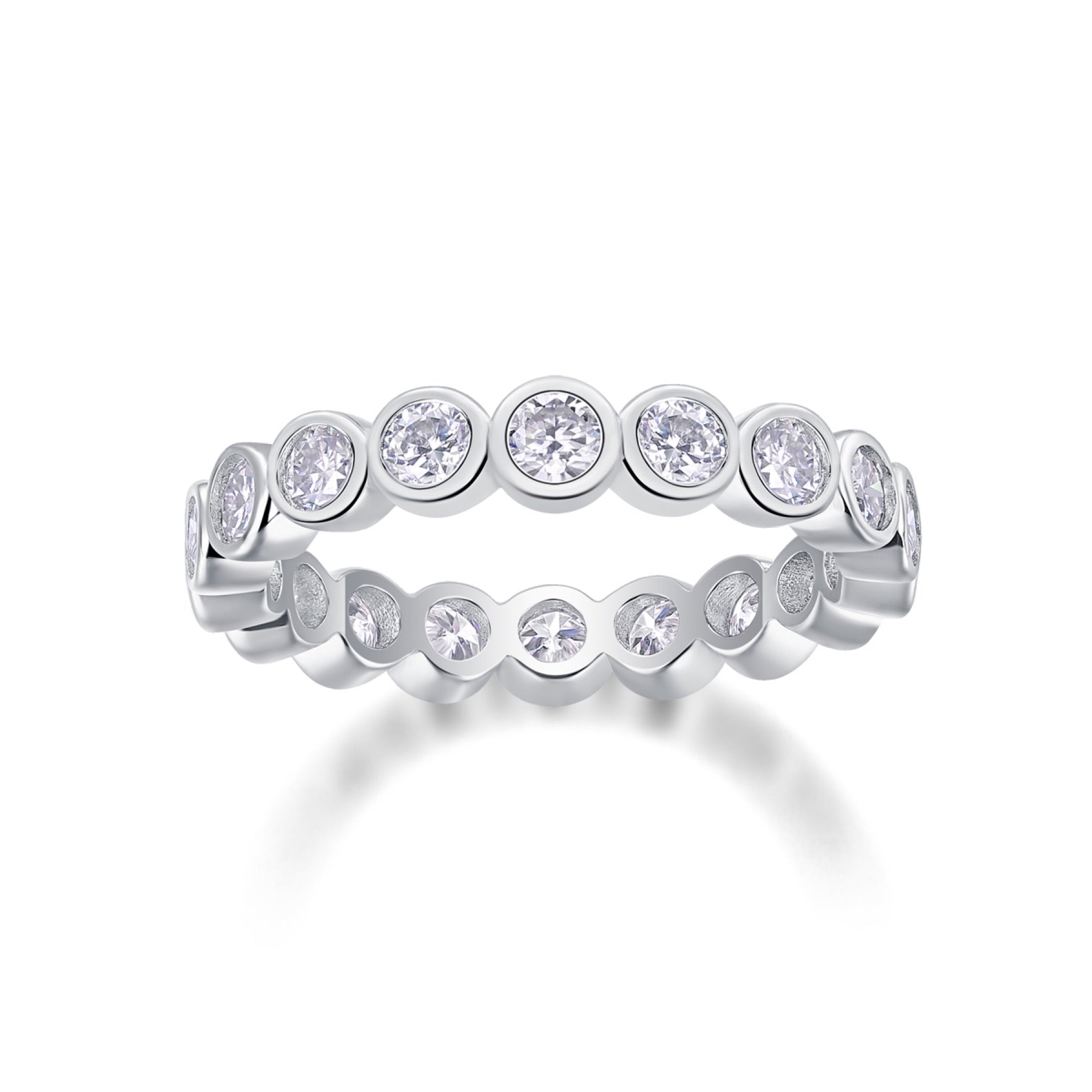 Emergence Moissanite Eternity Band Ring in Sterling Silver