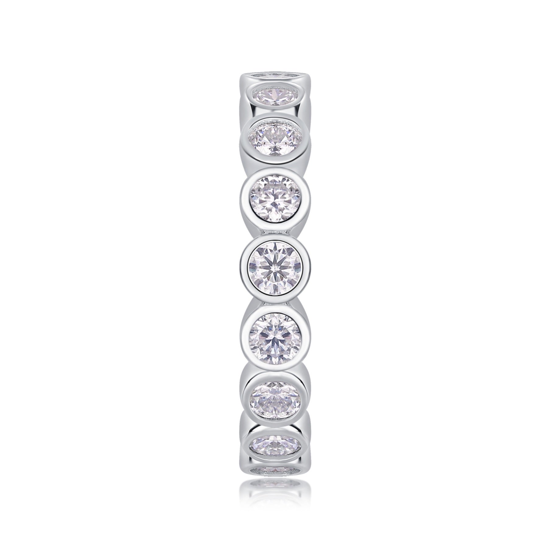 Emergence Moissanite Eternity Band Ring in Sterling Silver
