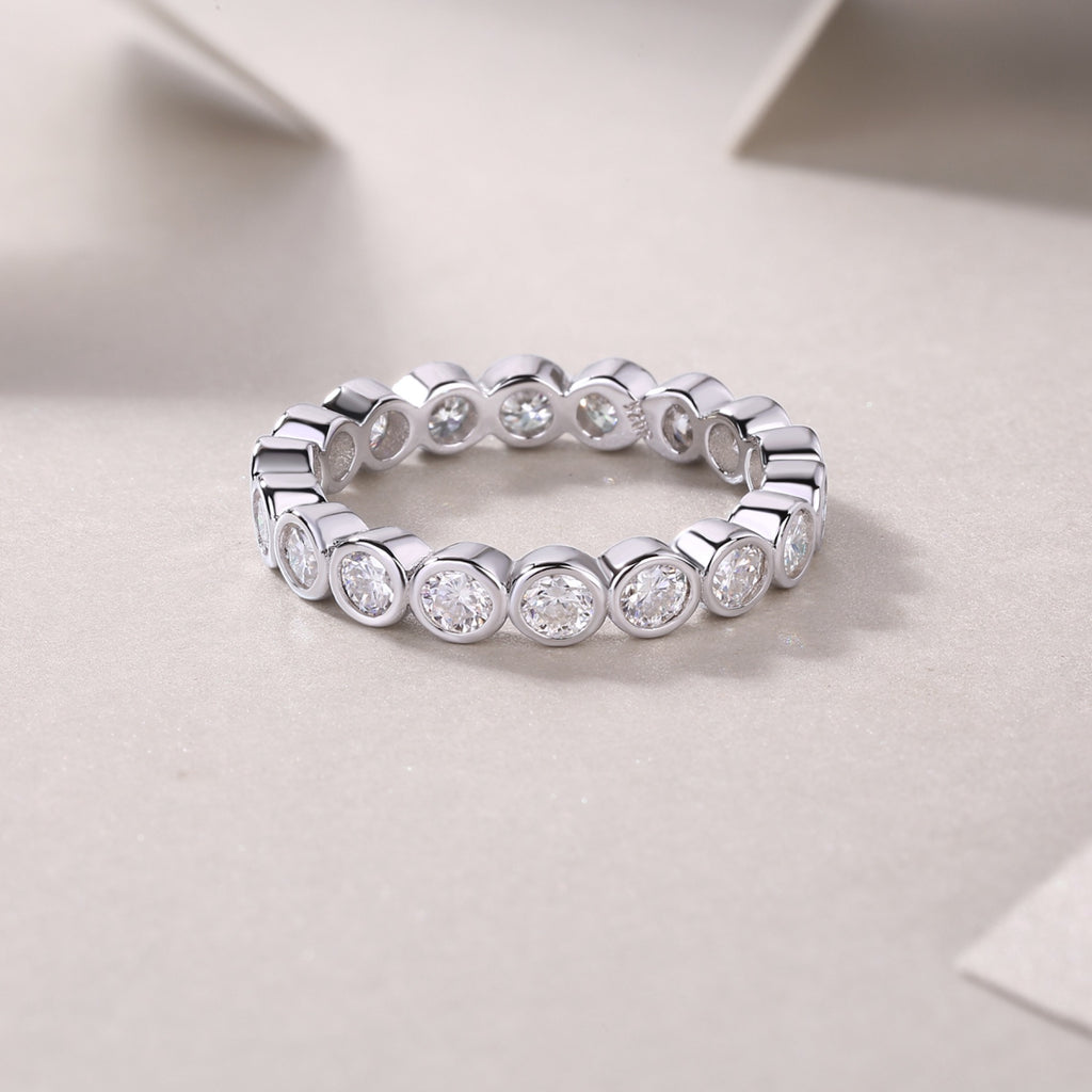 Emergence Moissanite Eternity Band Ring in Sterling Silver