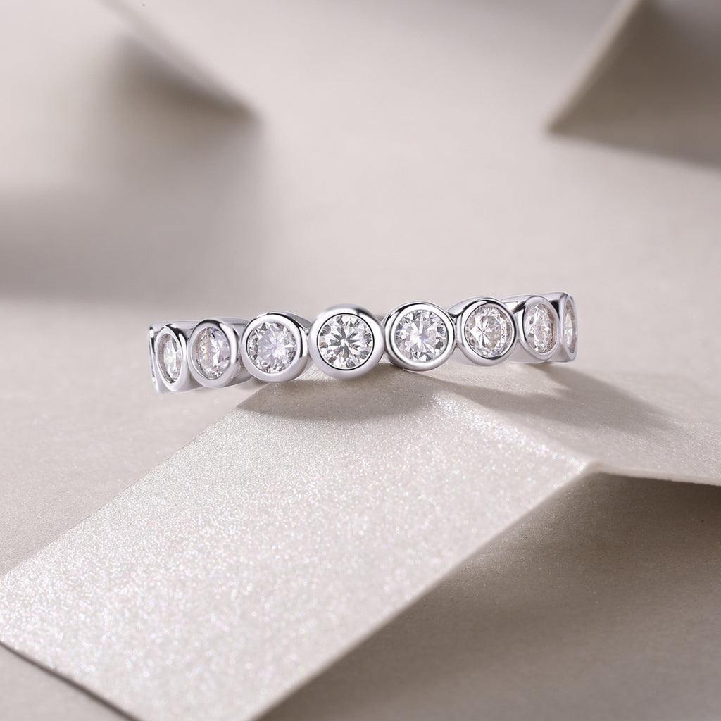 Emergence Moissanite Eternity Band Ring in Sterling Silver