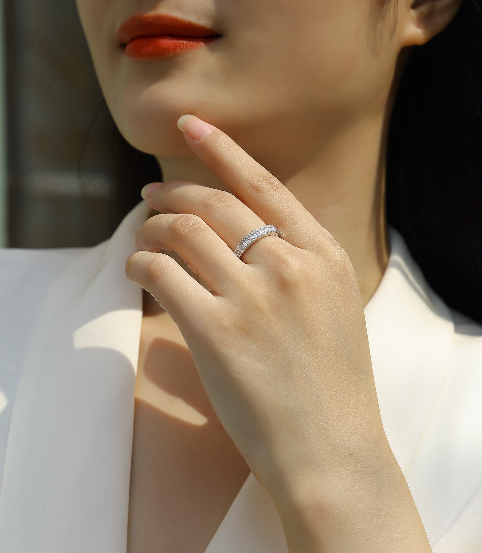 Idyll Moissanite Band Ring in Sterling Silver