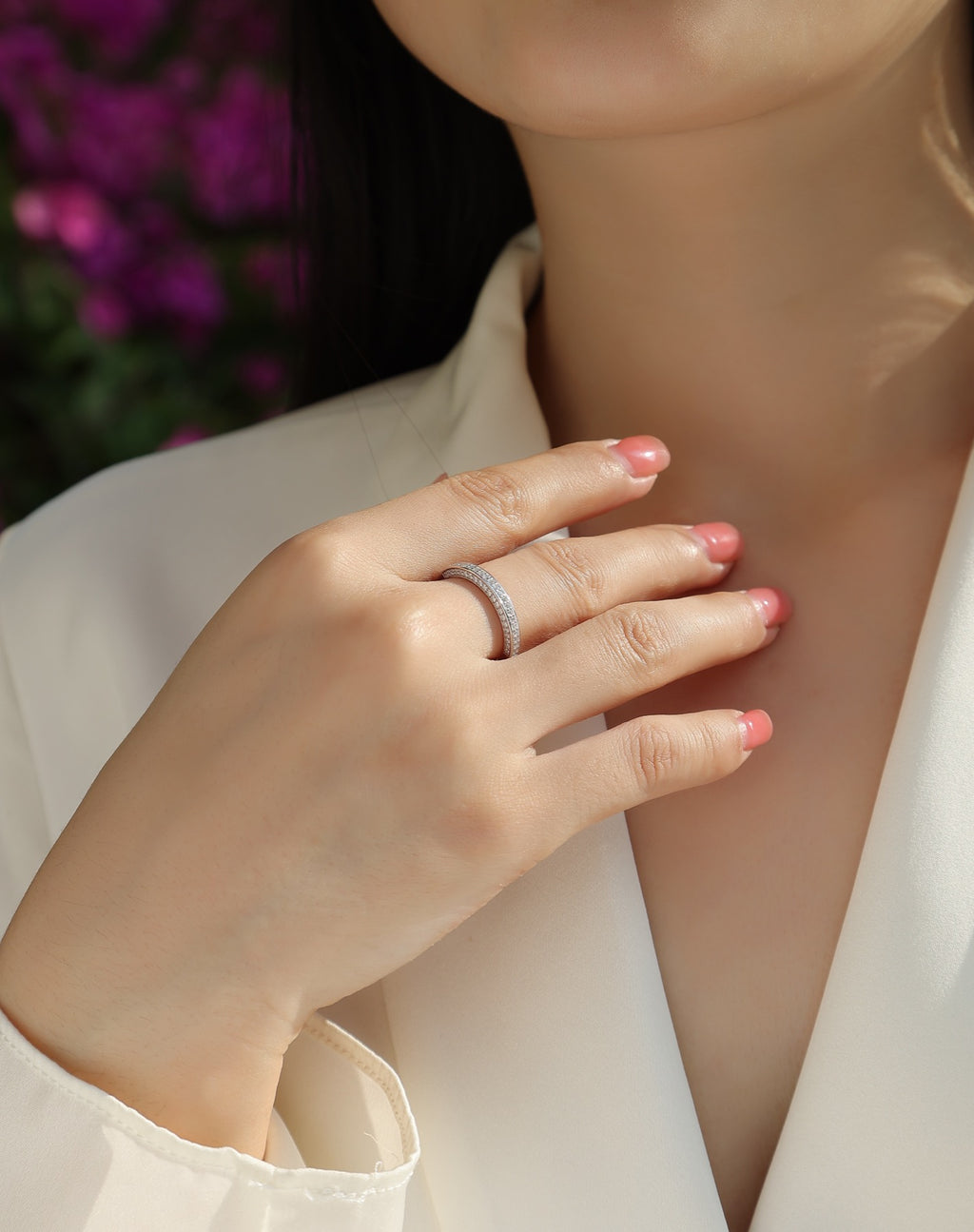 Reach Moissanite Band Ring in Sterling Silver