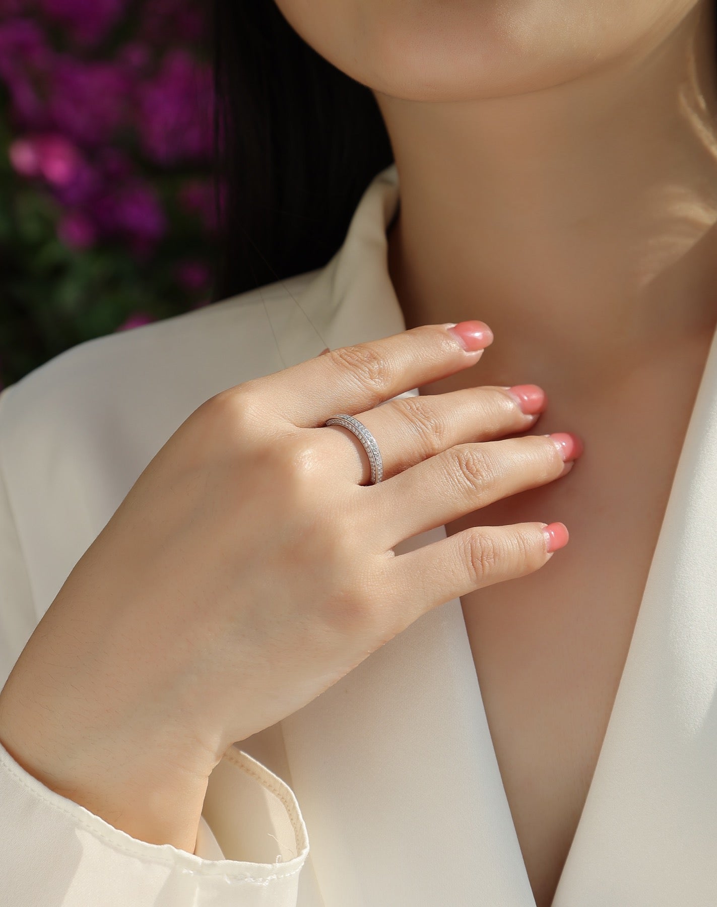 Reach Moissanite Band Ring in Sterling Silver