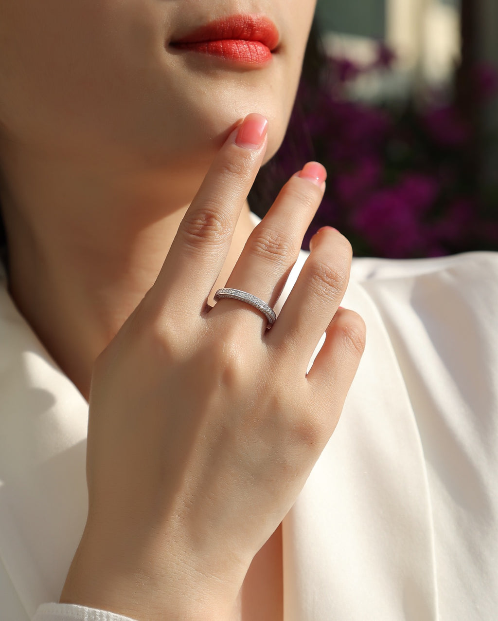 Reach Moissanite Band Ring in Sterling Silver