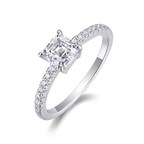 Awaken Cushion-Cut Moissanite Solitaire Ring in Sterling Silver