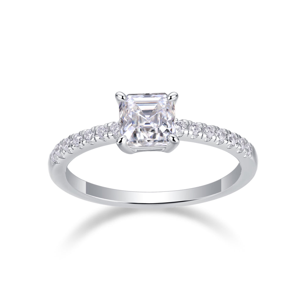 Awaken Cushion-Cut Moissanite Solitaire Ring in Sterling Silver