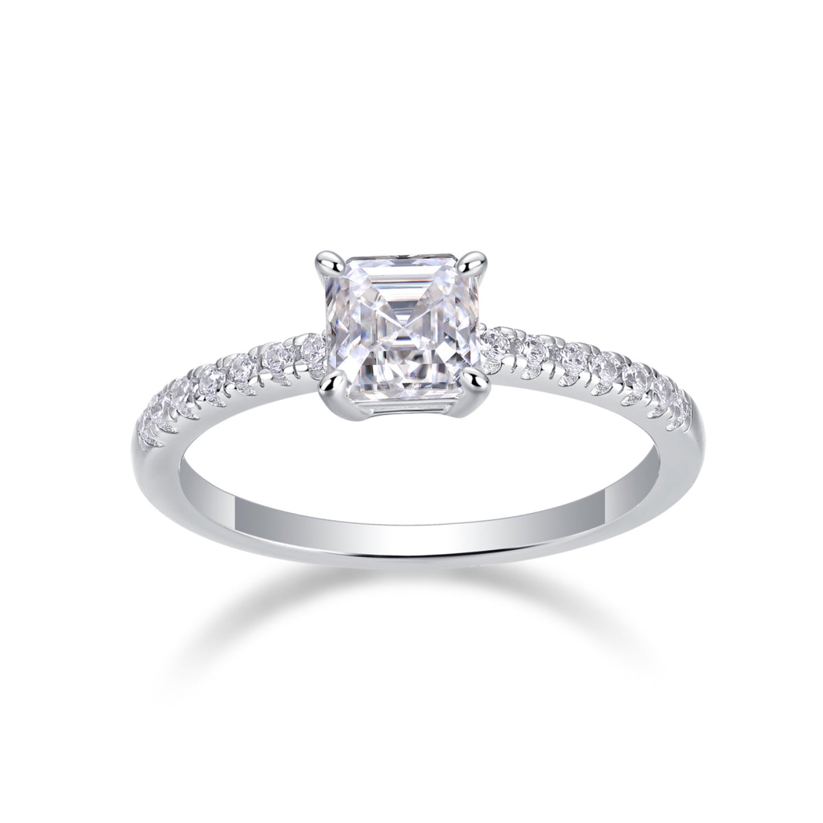 Awaken 0.6 Carat Asscher-Cut Moissanite Solitaire Ring in Sterling Silver
