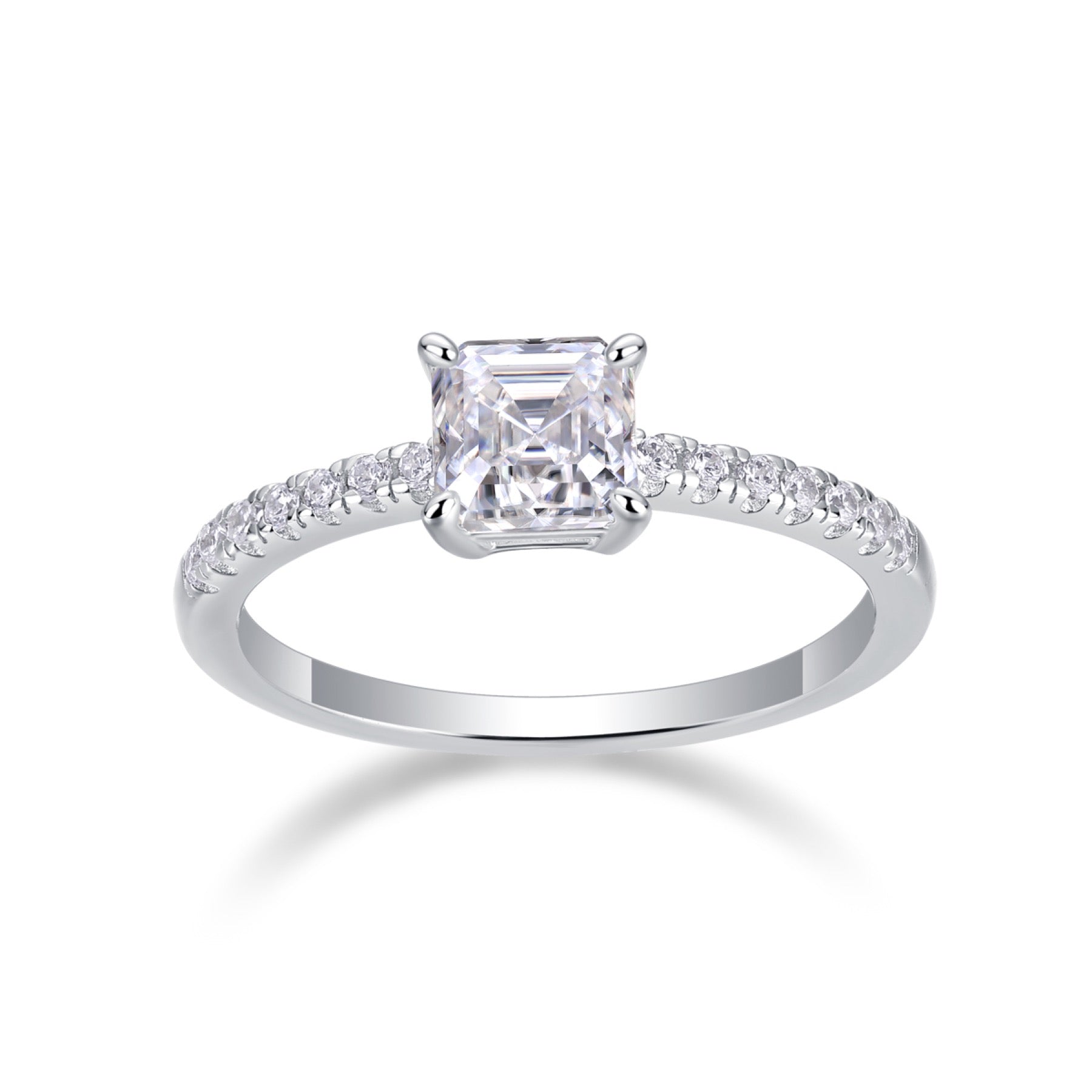 Awaken Cushion-Cut Moissanite Solitaire Ring in Sterling Silver