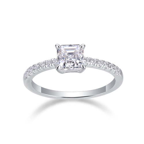 Awaken Cushion-Cut Moissanite Solitaire Ring in Sterling Silver