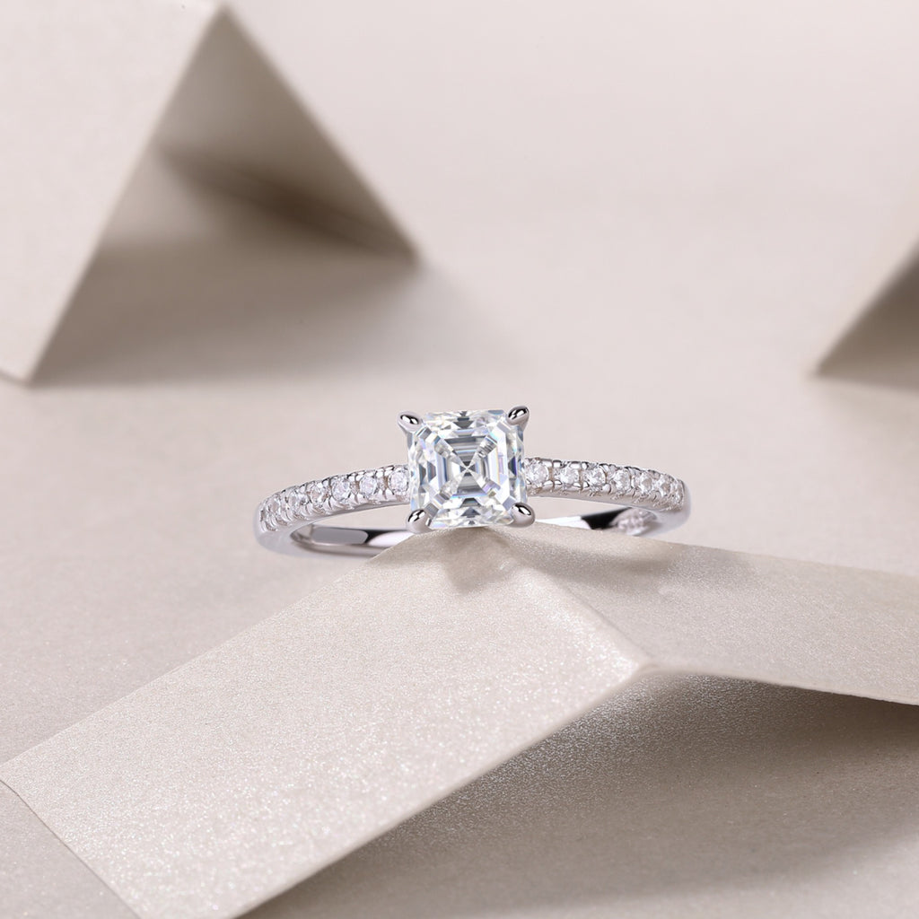Awaken Cushion-Cut Moissanite Solitaire Ring in Sterling Silver
