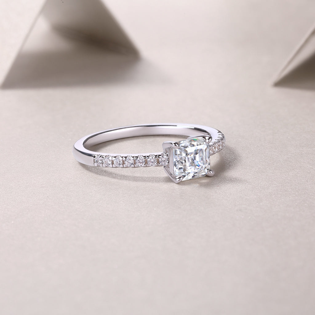 Awaken Cushion-Cut Moissanite Solitaire Ring in Sterling Silver