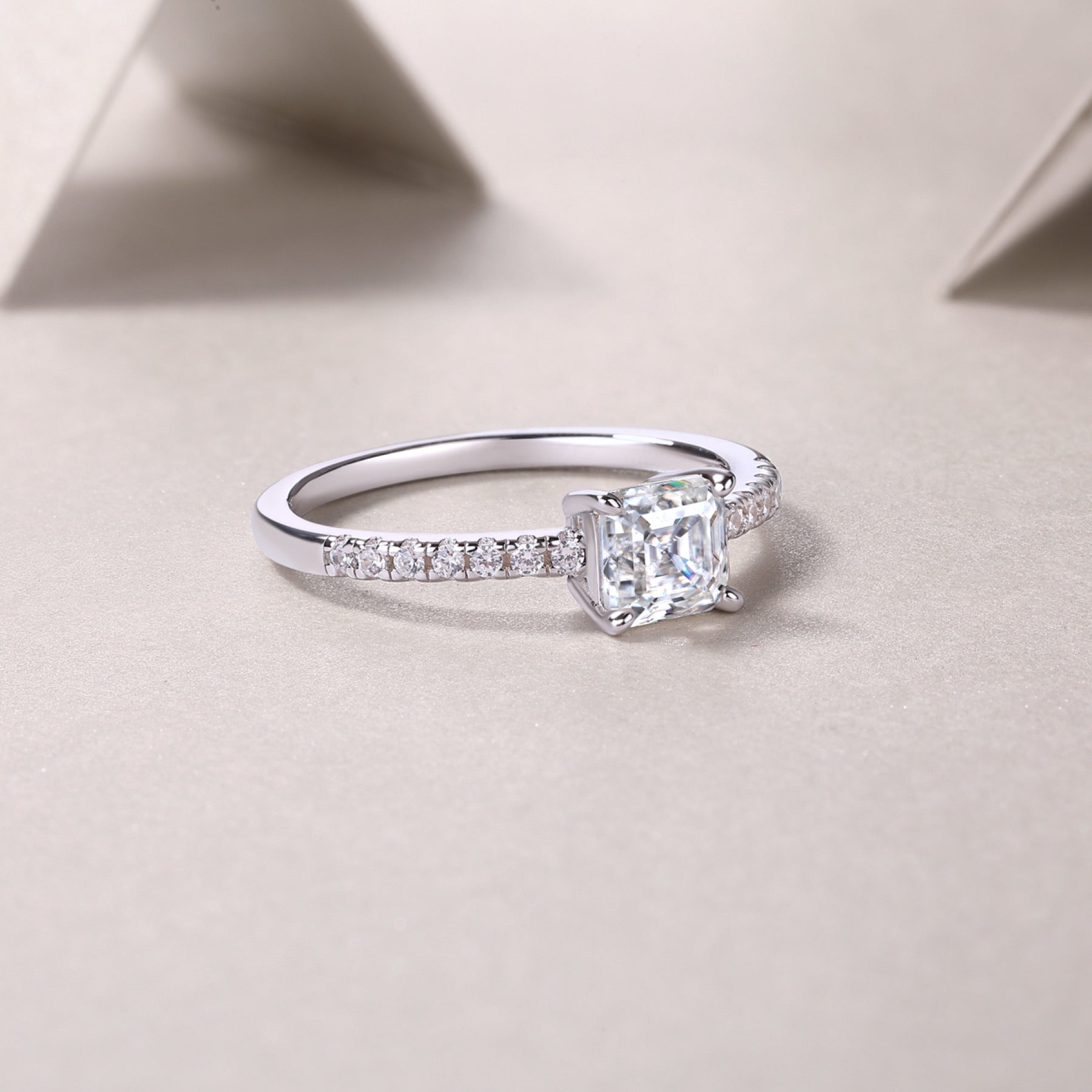 Awaken Cushion-Cut Moissanite Solitaire Ring in Sterling Silver