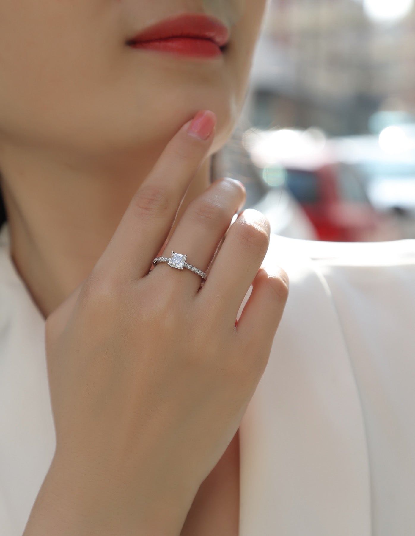 Awaken Cushion-Cut Moissanite Solitaire Ring in Sterling Silver