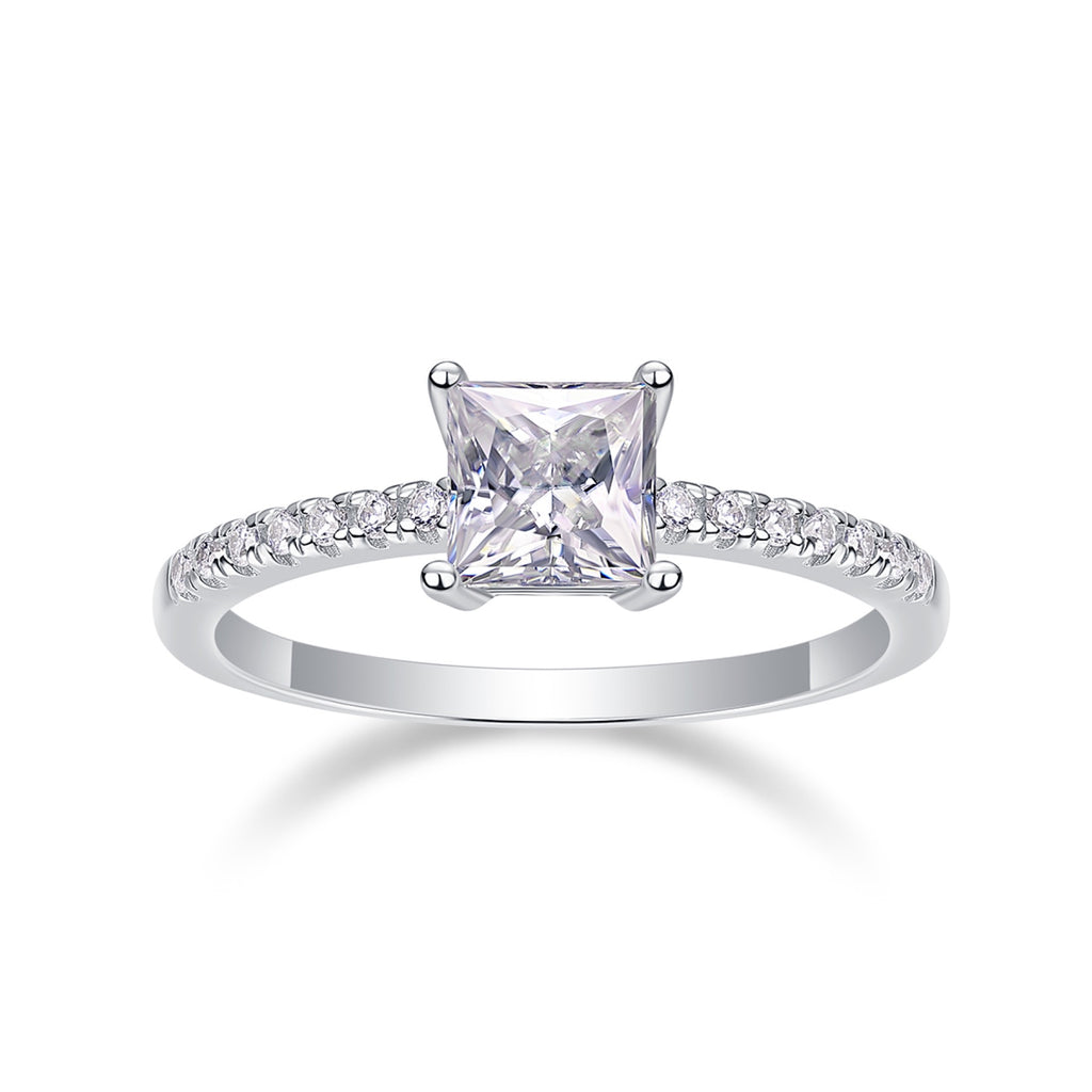 Sincere Princess-Cut Moissanite Solitaire Ring in Sterling Silver