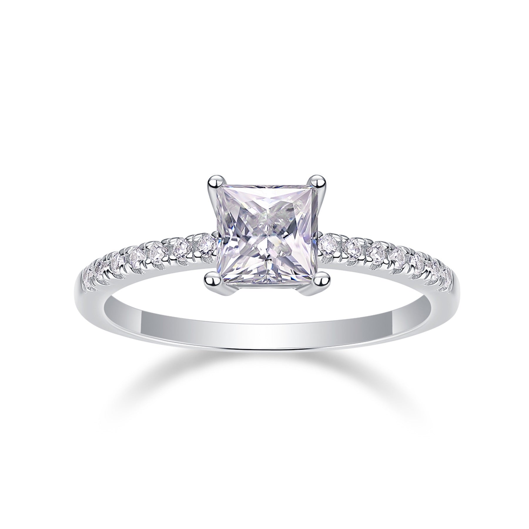 Sincere Princess-Cut Moissanite Solitaire Ring in Sterling Silver