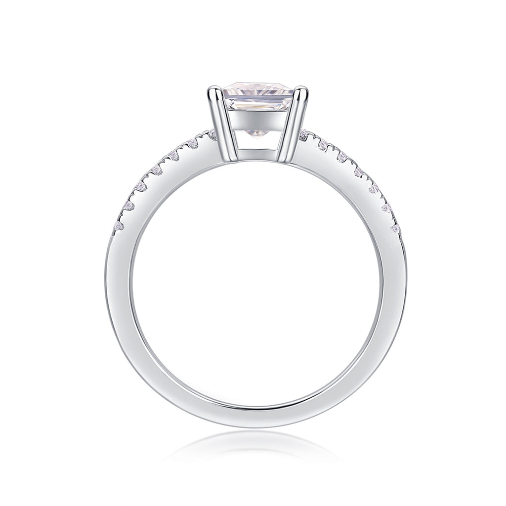 Sincere Princess-Cut Moissanite Solitaire Ring in Sterling Silver